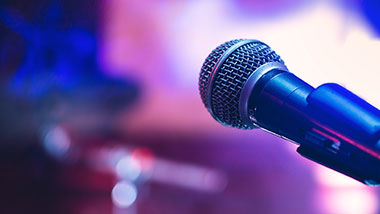 Live entertainment microphone on stage at Argosy Casino Alton.