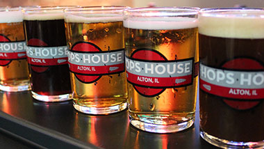 Flight of beers at Hops House at Argosy Casino Alton.