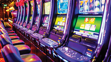 Bank of slot machines at Argosy Casino Alton.